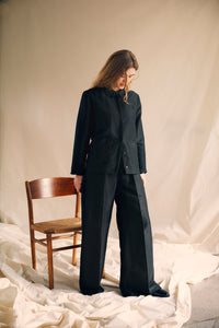 Tailored wide trousers silk/linen black