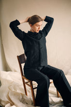 Load image into Gallery viewer, Tailored suit jacket silk/linen black