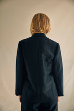 Load image into Gallery viewer, Tailored suit jacket silk/linen black