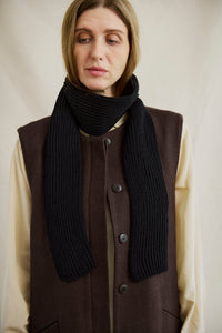 Merino wool rib knit thin scarf