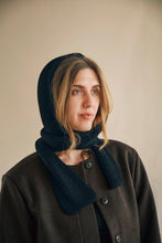 Load image into Gallery viewer, Wool hooded scarf - black