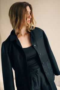 Tailored suit jacket silk/linen black