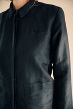 Load image into Gallery viewer, Tailored suit jacket silk/linen - black
