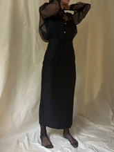 Load image into Gallery viewer, Tailored maxi pencil skirt silk/linen black
