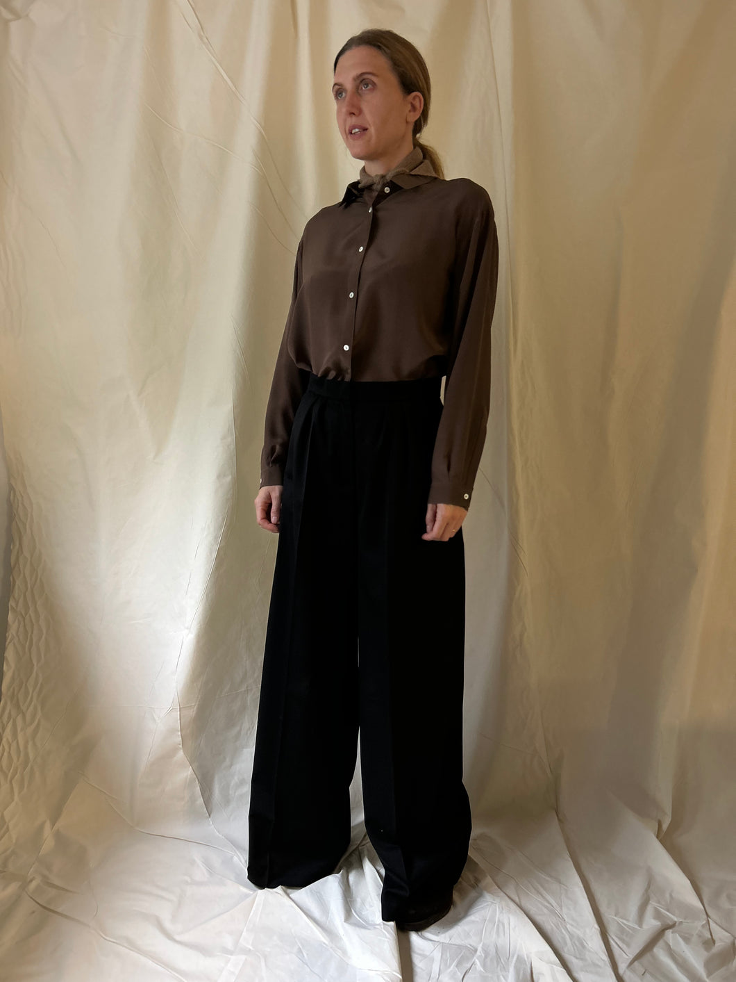 Tailored wide trousers wool black