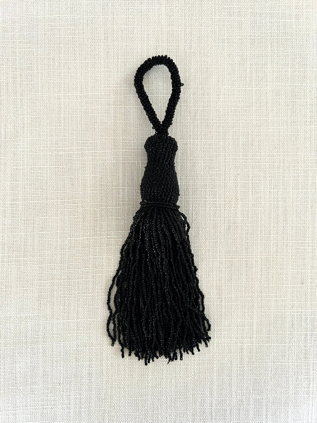 Tassel, glass beads black