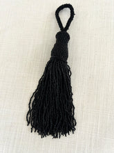 Load image into Gallery viewer, Tassel, glass beads black
