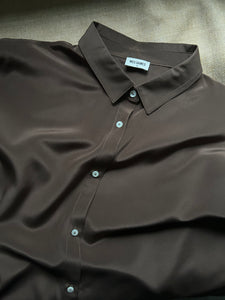 Signature silk blouse creme/brown/black