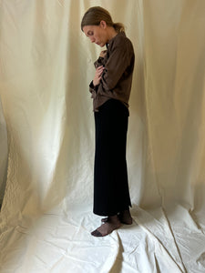 Signature silk blouse creme/brown/black