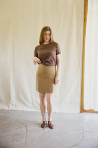 Silk T-shirt - white, brown, black