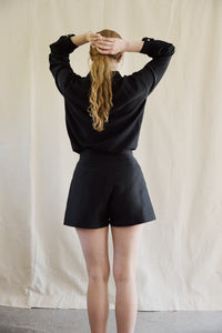 Tailored shorts silk/linen - black