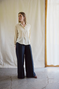 Tailored wide trousers silk/linen black