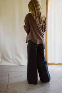 Tailored wide trousers silk/linen black